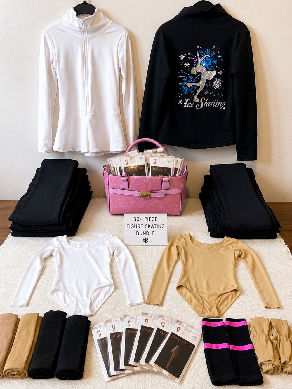 Girls Figure Skating Clothing & Accessories Bundle - Training & Competition